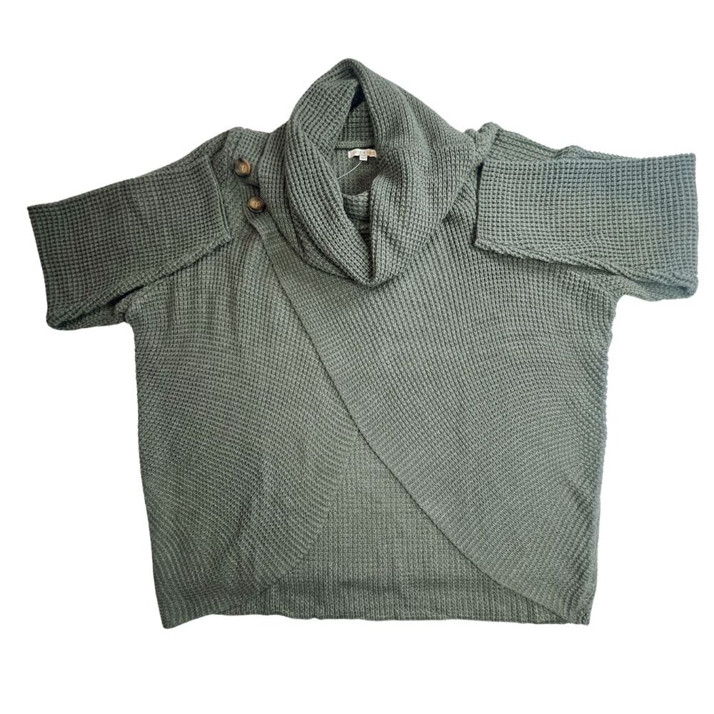 Kate & Sam Sweater Women XXL Olive Green Cowlneck Athleisure Wrap Minimalist Top - Picture 7 of 13